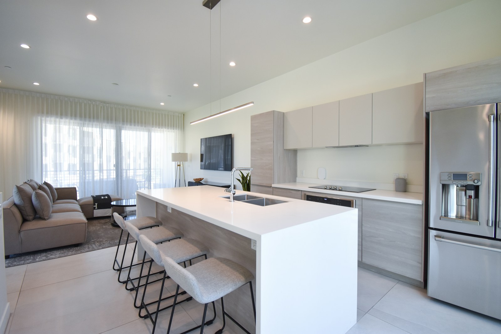 Modern apartment kitchen with custom cabinetry